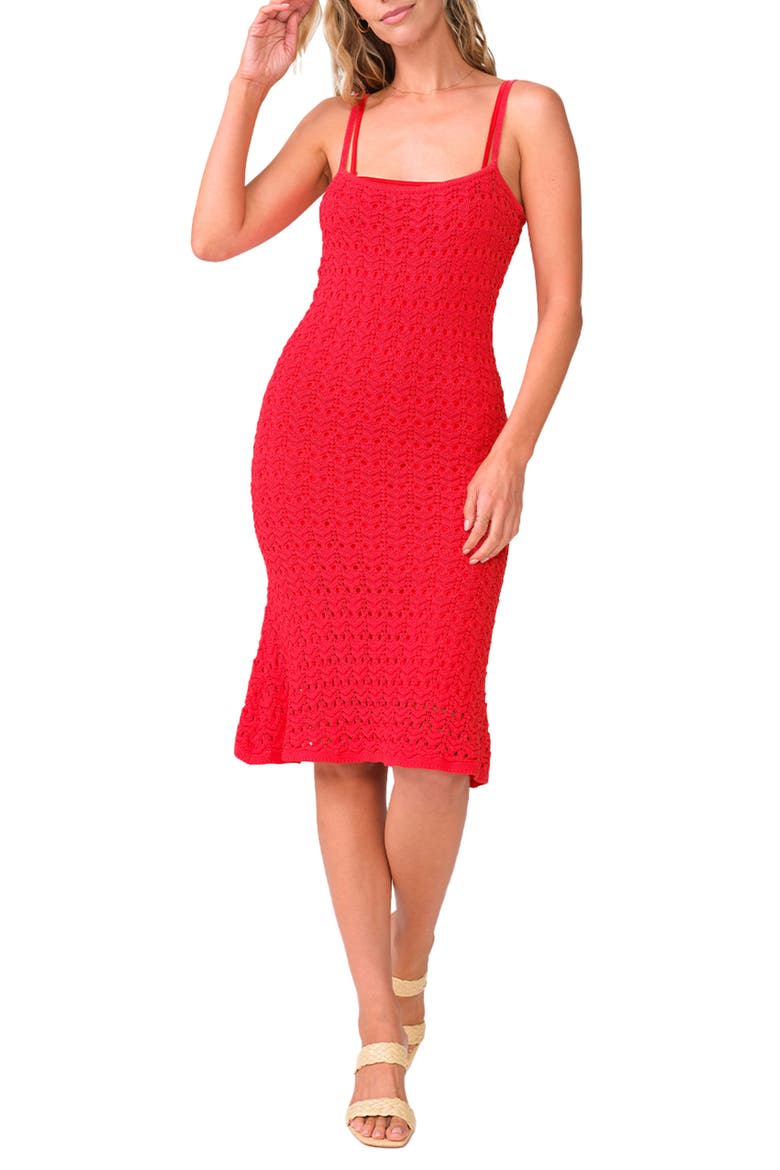 Peggy Sleeveless Crochet Cover-Up Dress, Main, color, CRANBERRY