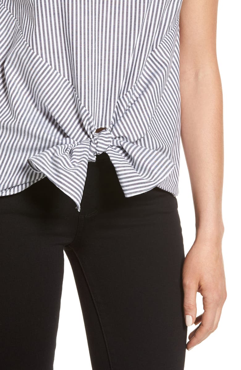 Bobeau Tie Front Poplin Top, Alternate, color,