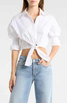 Lisa Crop Button-Up Tie Waist Top