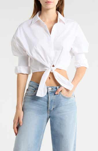 Lisa Crop Button-Up Tie Waist Top