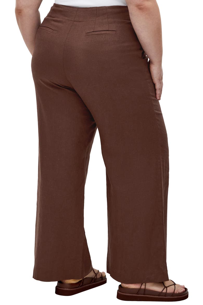 Viven Linen Blend Wide Leg Pants, Alternate, color, CHOCOLATE