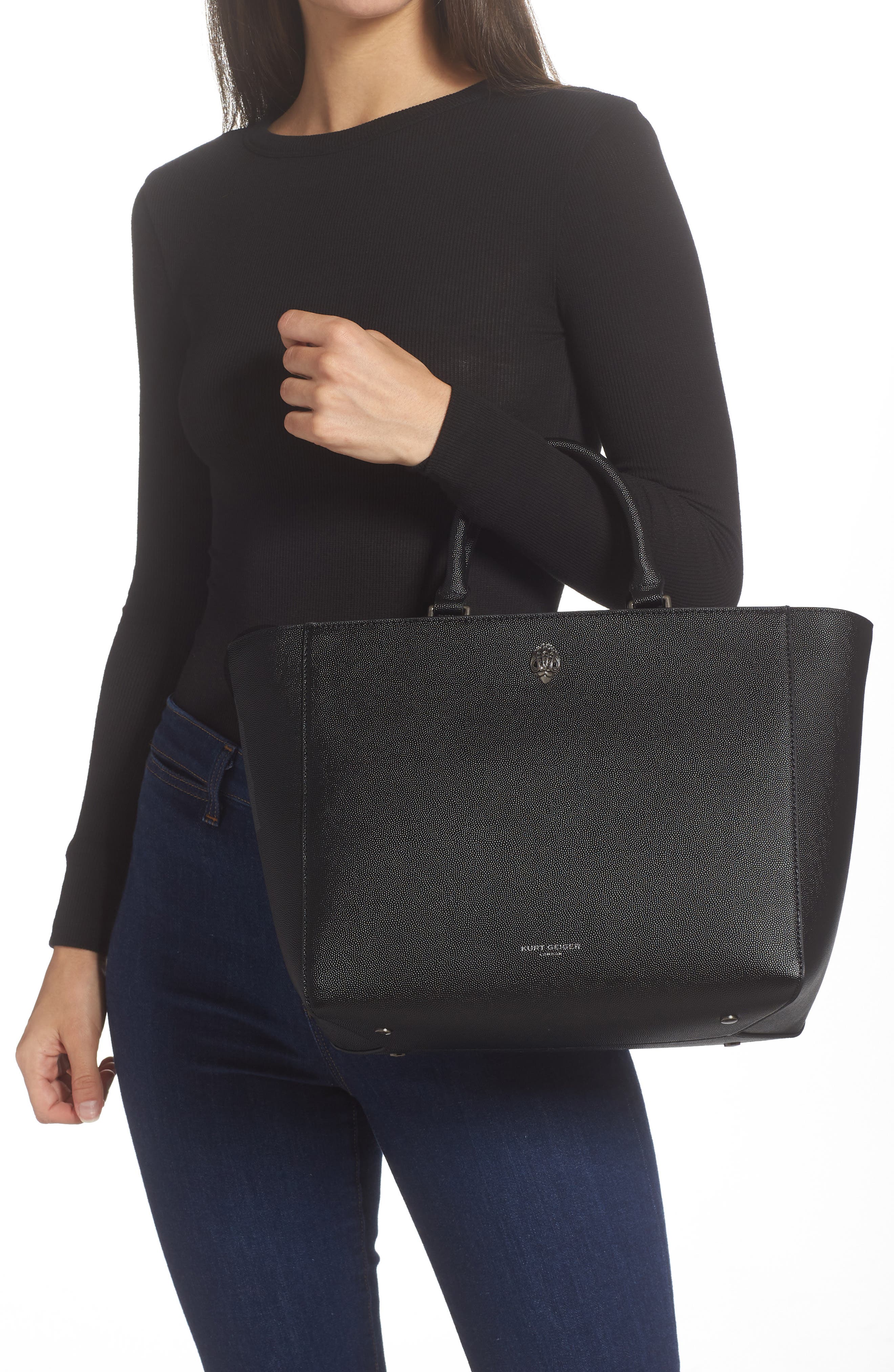 Kurt Geiger London Shoreditch Shopper Pebbled Leather Tote, Alternate, color, 