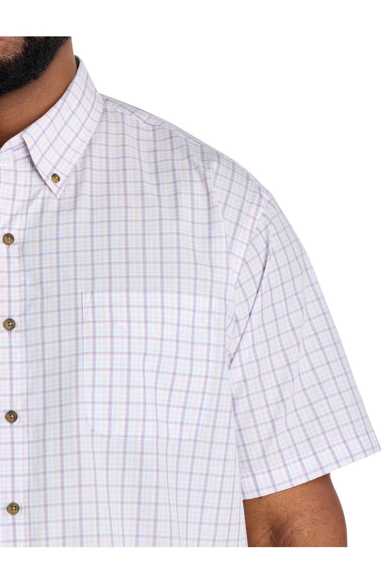 Big & Tall Easy-Care Small Plaid Sport Shirt V3, Alternate, color, PURPLE PINK