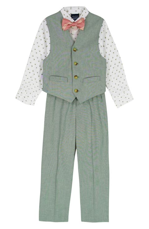 Kids' Button-Up Shirt, Waistcoat, Pants & Bow Tie Set (Toddler & Little Kid)
