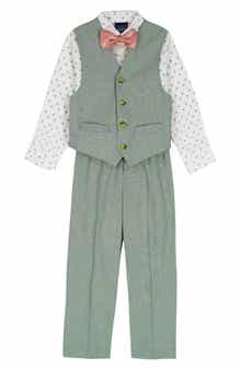 Nautica Kids' Button-Up Shirt, Waistcoat, Pants & Bow Tie Set