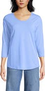 Lands' End 3/4 Sleeve Lightweight Jersey U-Neck Tunic