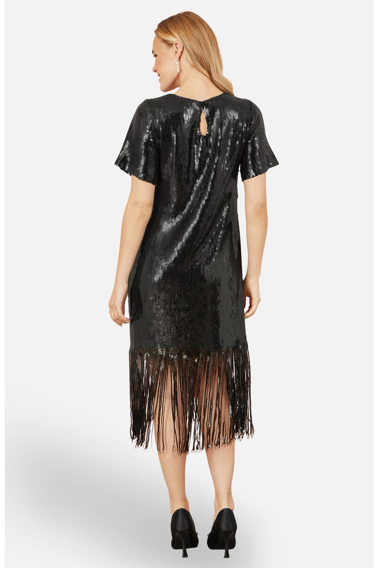 Sequin Tassels Hem Midi Tunic Dress, Alternate, color, Black