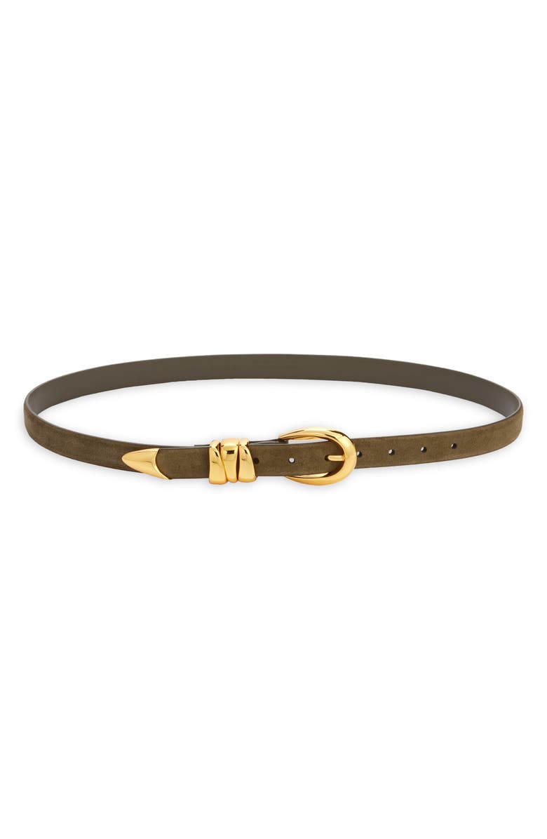 Madewell Triple Keeper Suede Belt, Main, color, Shaded Olive