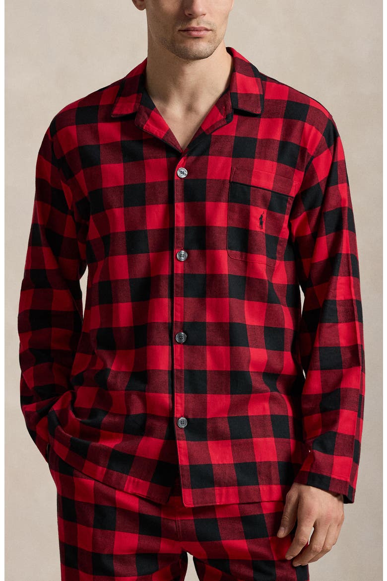 Buffalo Check Flannel Pajama Top, Alternate, color, RED BUFFALO CHECK POLO BLACK