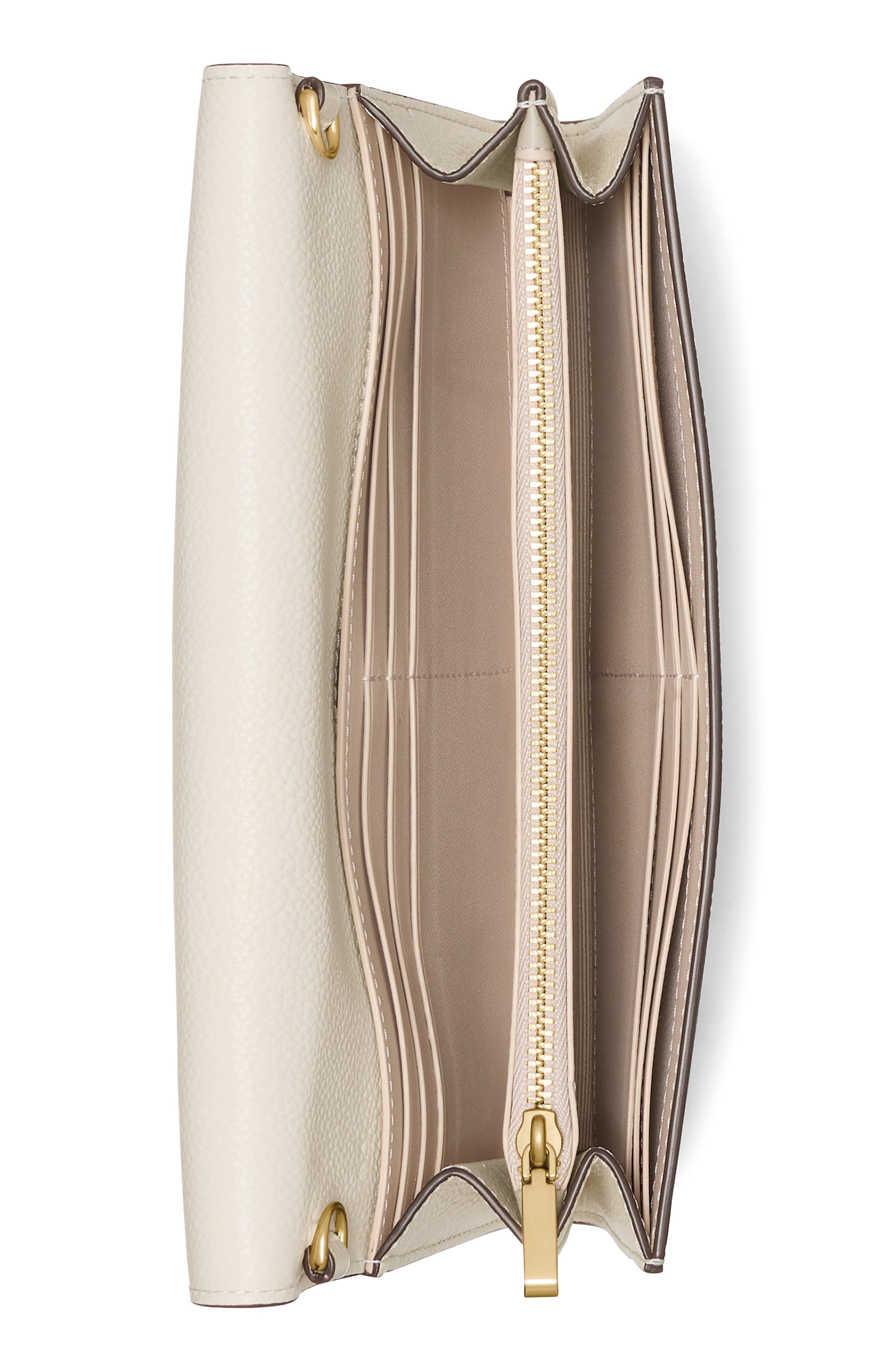 Deco Leather Wallet on a Chain, Alternate, color, CASHEW MILK