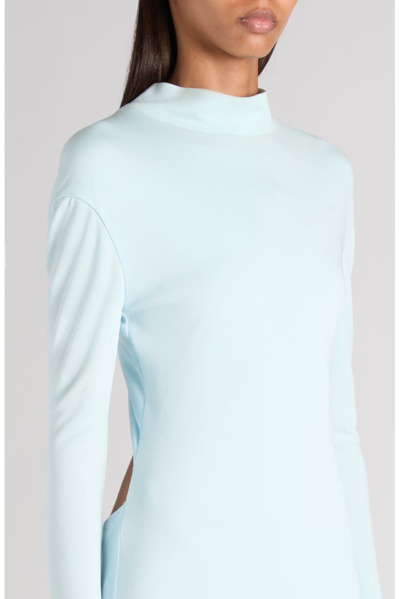 Open Back Long Sleeve Fluid Jersey Gown, Alternate, color, FROST