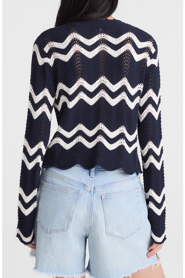 Kassa Wavy-Knit Cardigan, Alternate, color, NAVY AND IVORY WAVY STRIPE
