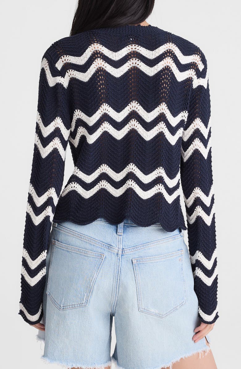 Madewell Kassa Wavy-Knit Cardigan, Alternate, color, Navy And Ivory Wavy Stripe