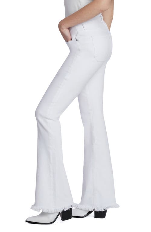 Hint Of Blu Super Fringe High Waist Flare Jeans In Pure Whte
