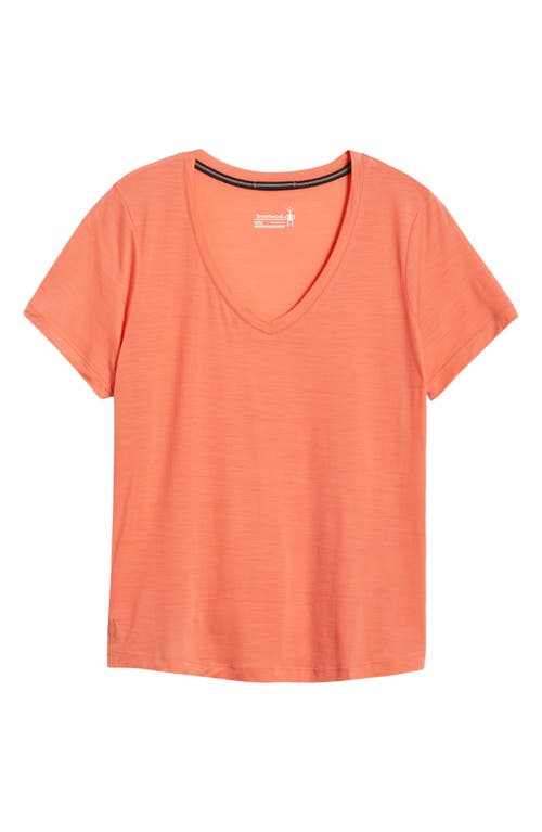 Smartwool Ultralite V-neck Short Sleeve T-shirt In Coral Reef