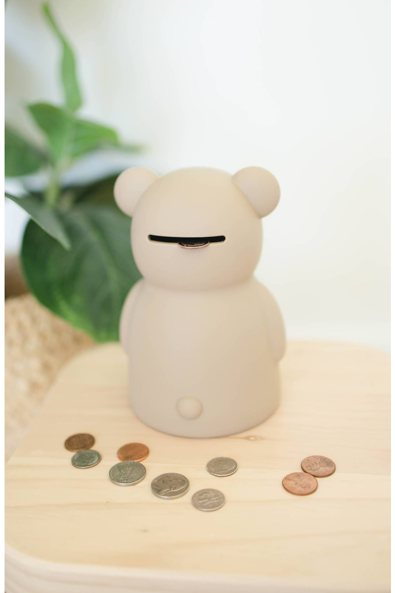 Teddy Bear Money Bank, Alternate, color, Beige