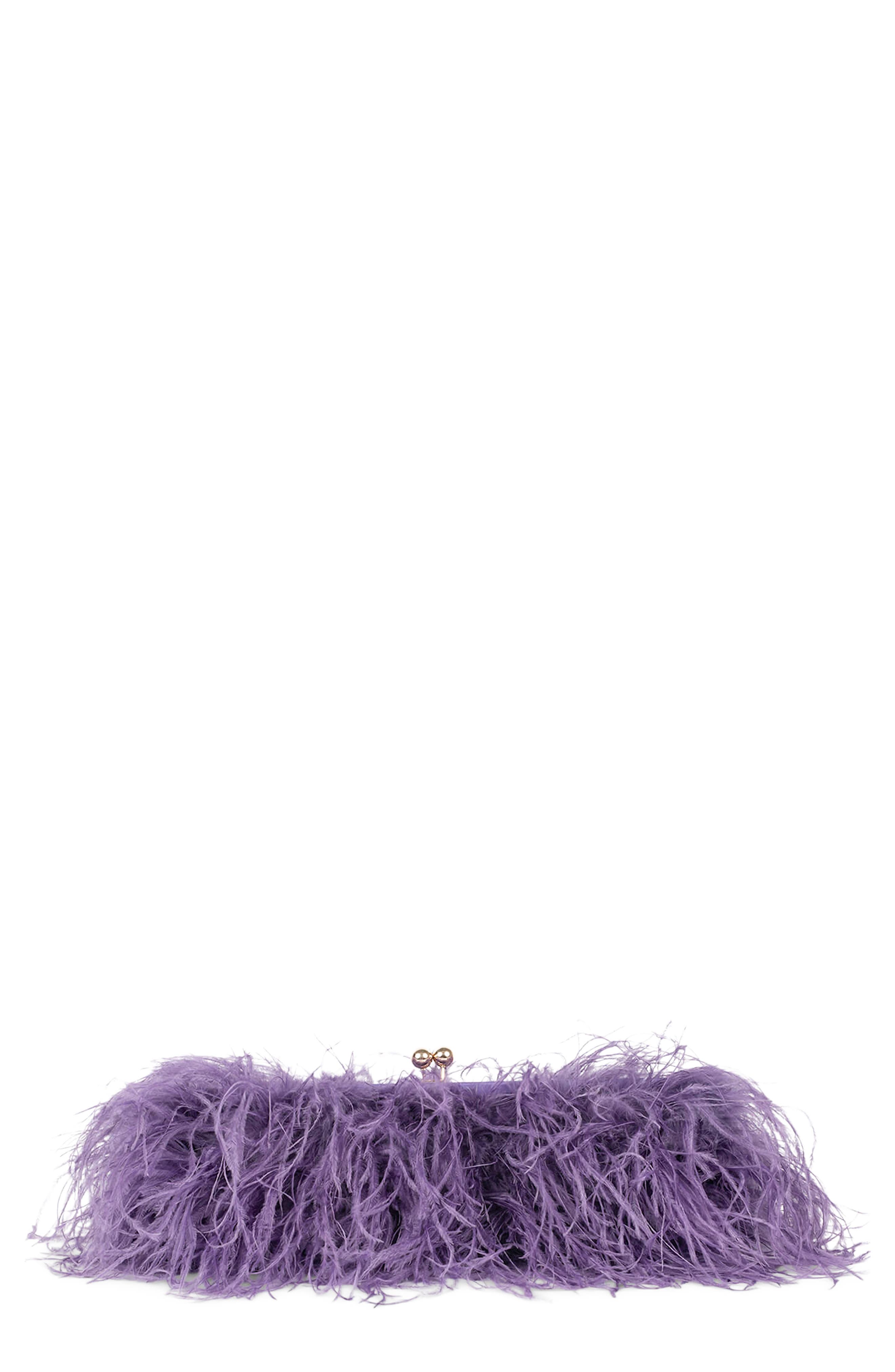 Jeffrey Campbell Animal Feather Clutch, Main, color, 