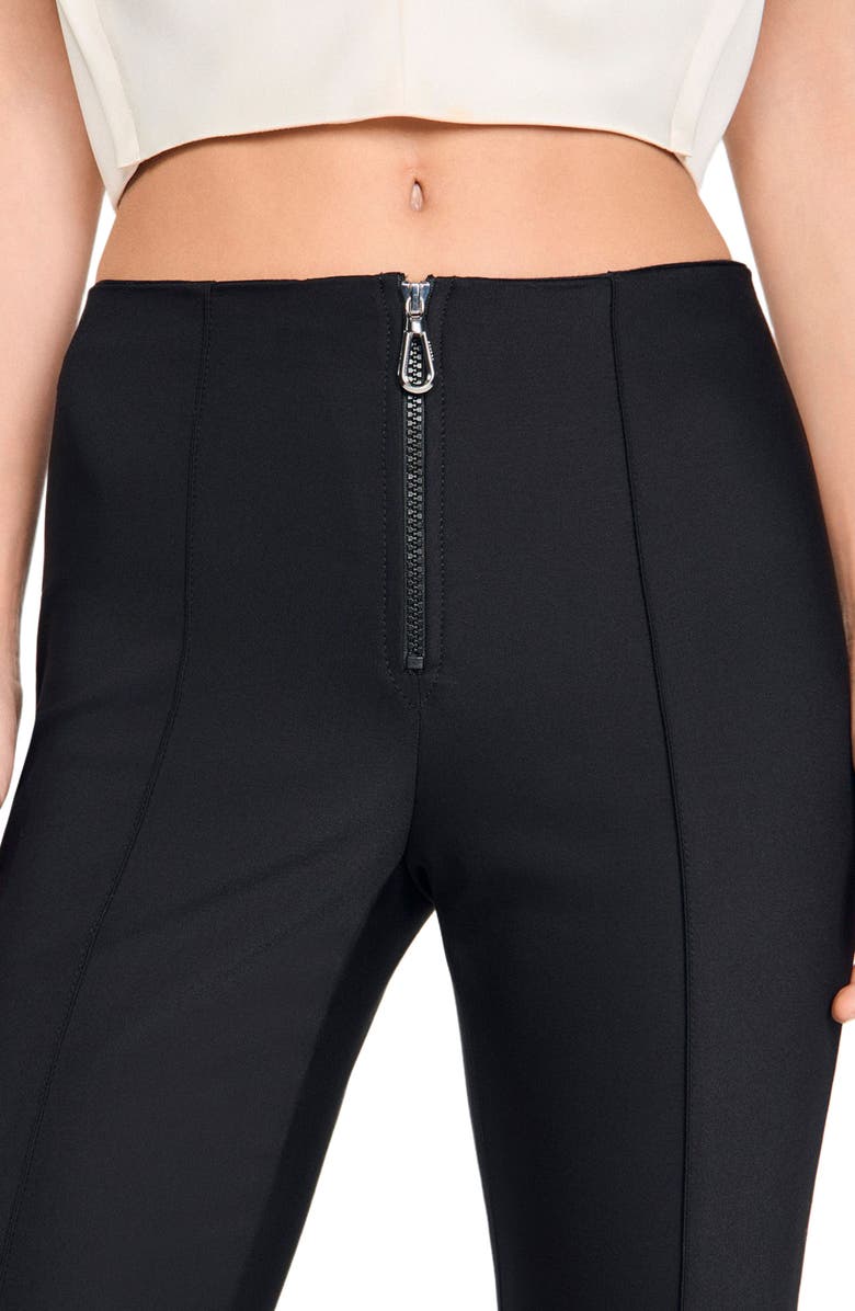 SANDRO Pleat and zip trousers, Alternate, color, Black