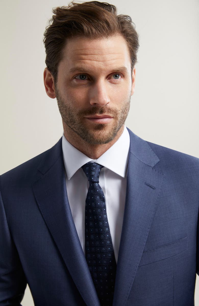 Samuelsohn Regular Fit Blue Wool Sharkskin Suit, Alternate, color, 