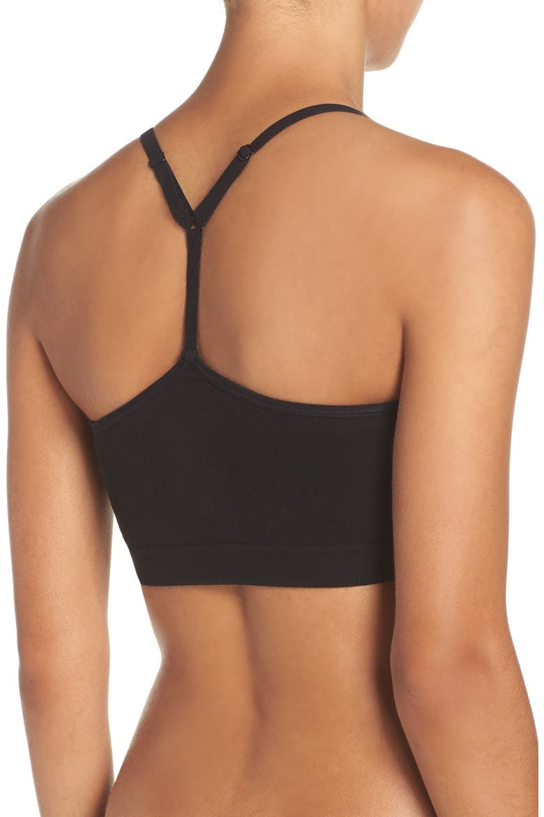 'Emmie' T-Back Bralette, Alternate, color, BLACK