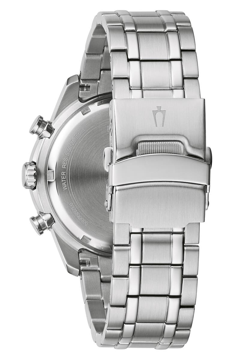 BULOVA Chronograph Bracelet Watch, 44mm, Alternate, color, Silver