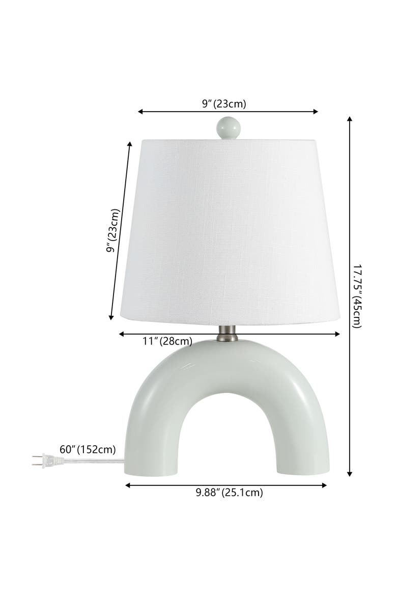 Zadie 17.75" Scandinavian Minimalist Ceramic Arch LED Table Lamp, Alternate, color, Blue Gray