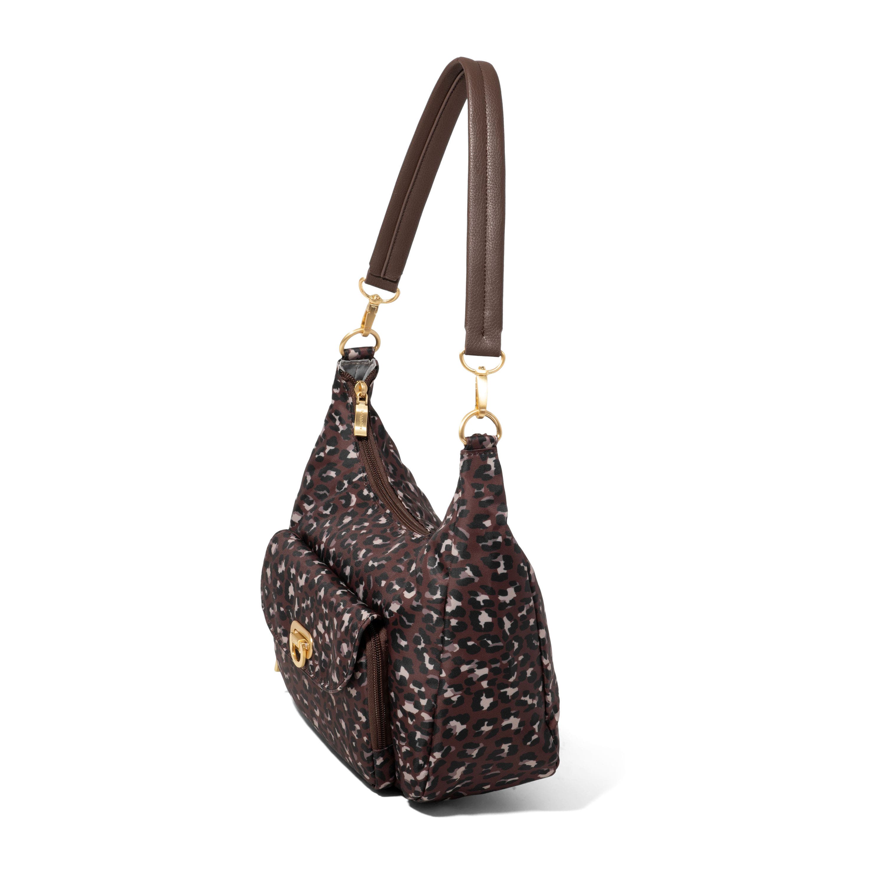 BAGGALLINI Coastal Flip Lock Half Moon Bag, Alternate, color, Ganache Cheetah Gold Hardware