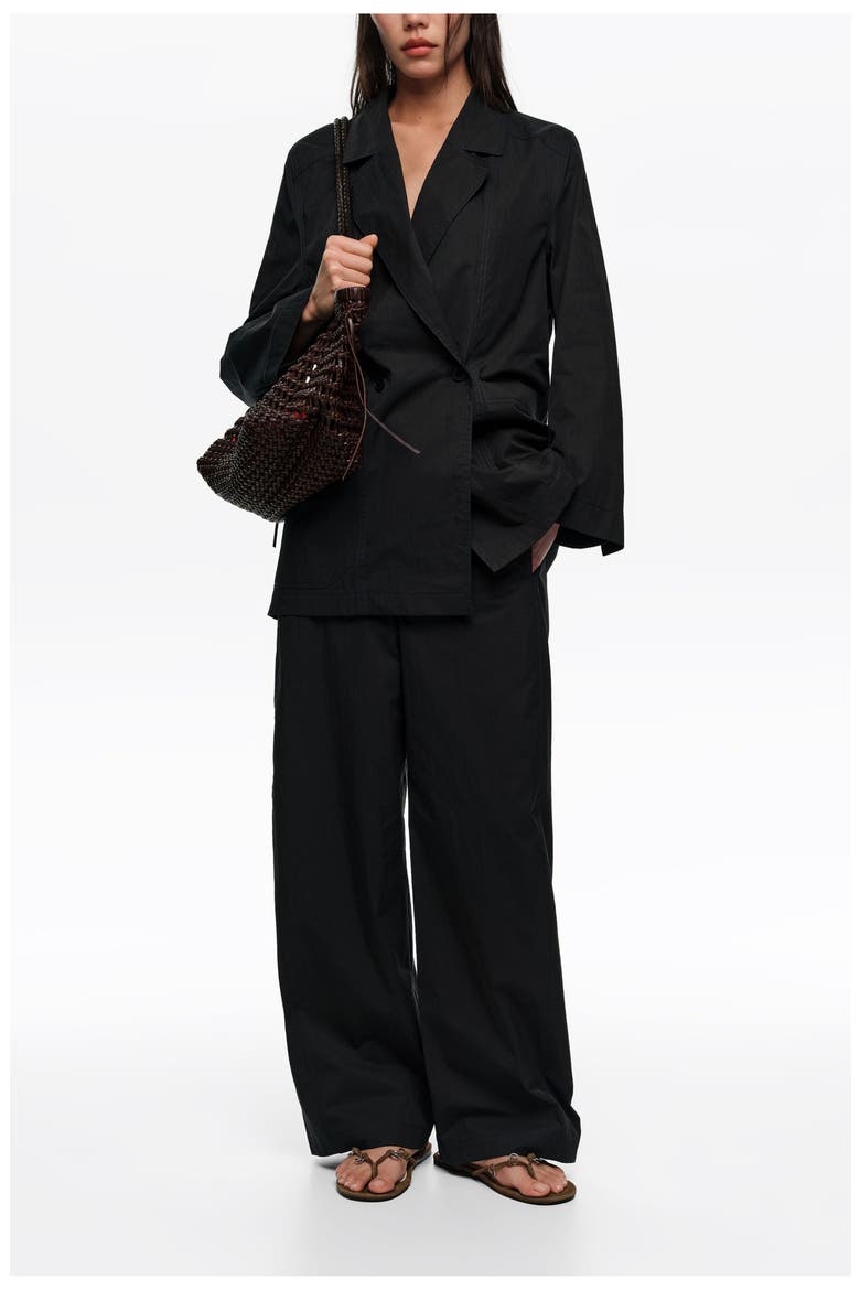 Barrel Trousers With Stitching, Alternate, color, BLACK