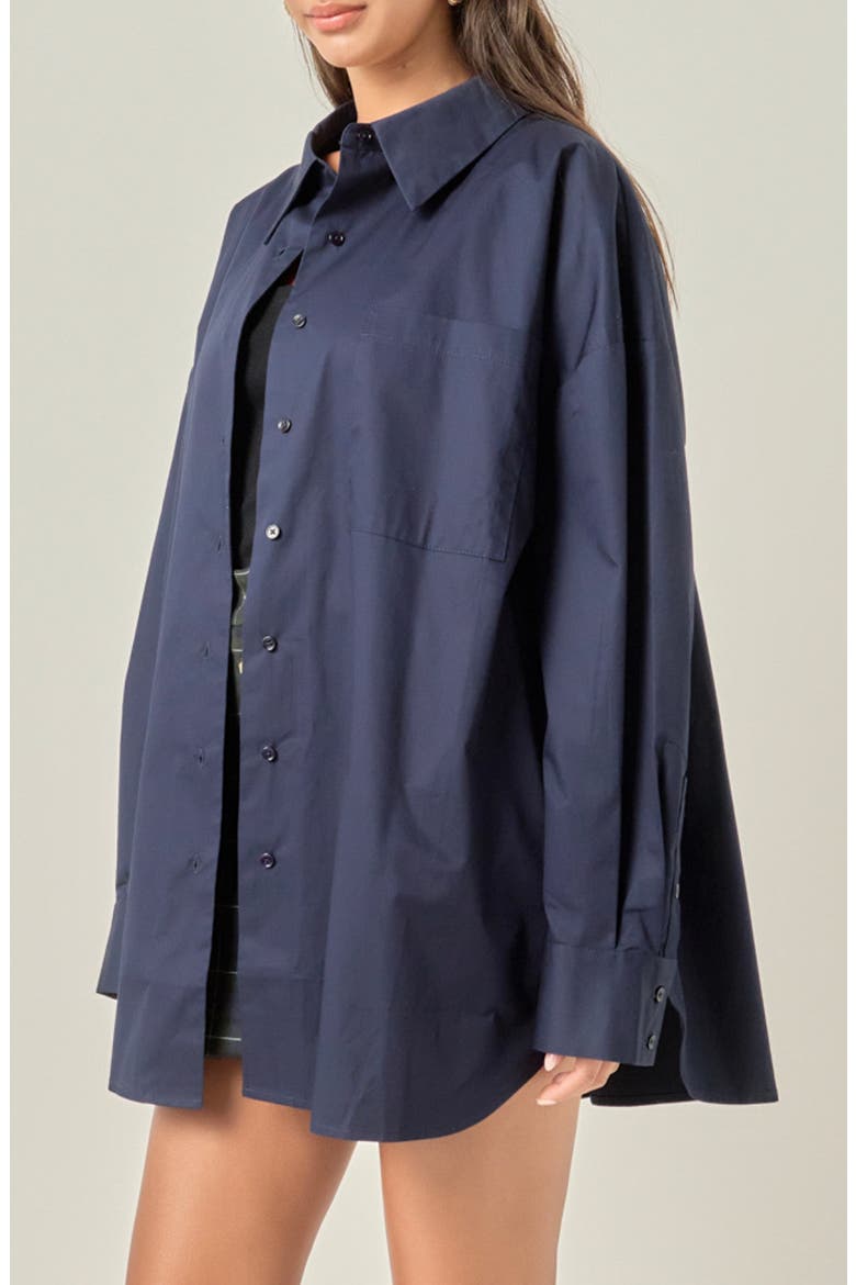 Oversize Button-Up Shirt, Alternate, color, NAVY