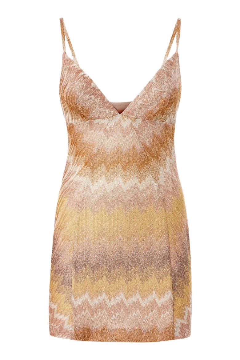 Sleeveless Mini Dress In Viscose Lamé With Deep Neckline, Alternate, color, Multicoloured