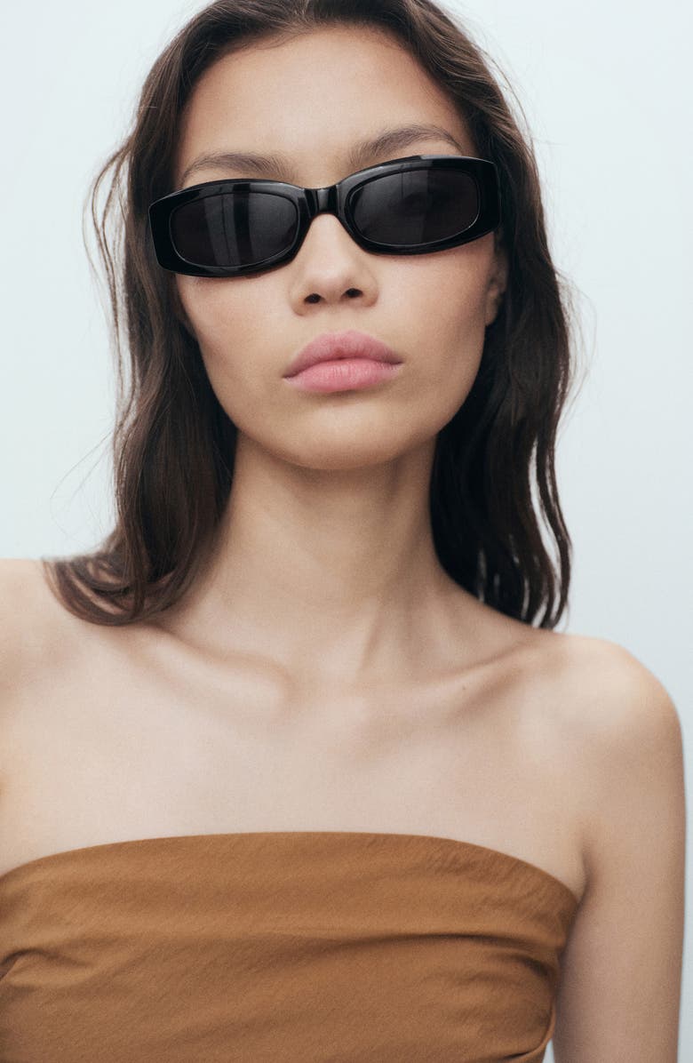 MANGO Asymmetric Strapless Top, Alternate, color, Brown