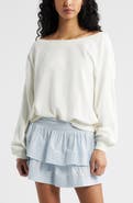BP. Lace Trim Off the Shoulder Cotton Blend Sweatshirt