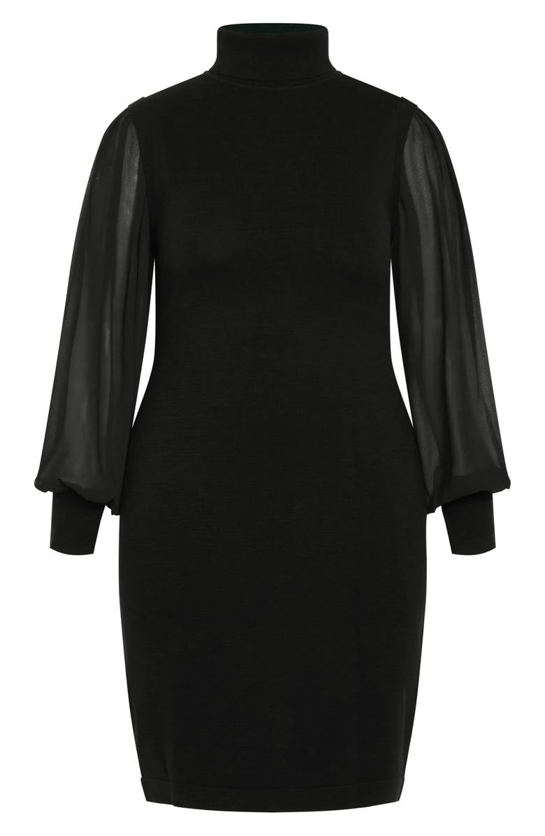 City Chic Jaylani Mock Neck Long Sleeve Dress, Alternate, color, Black