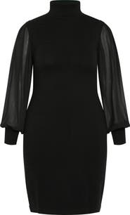 City Chic Jaylani Mock Neck Long Sleeve Dress