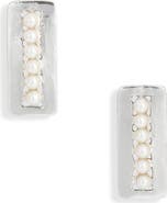 Karine Sultan Faux Pearl Rectangular Drop Earrings