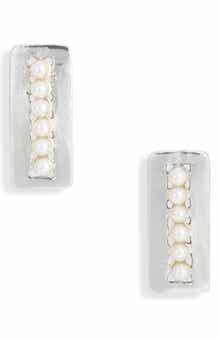 Karine Sultan Faux Pearl Rectangular Drop Earrings
