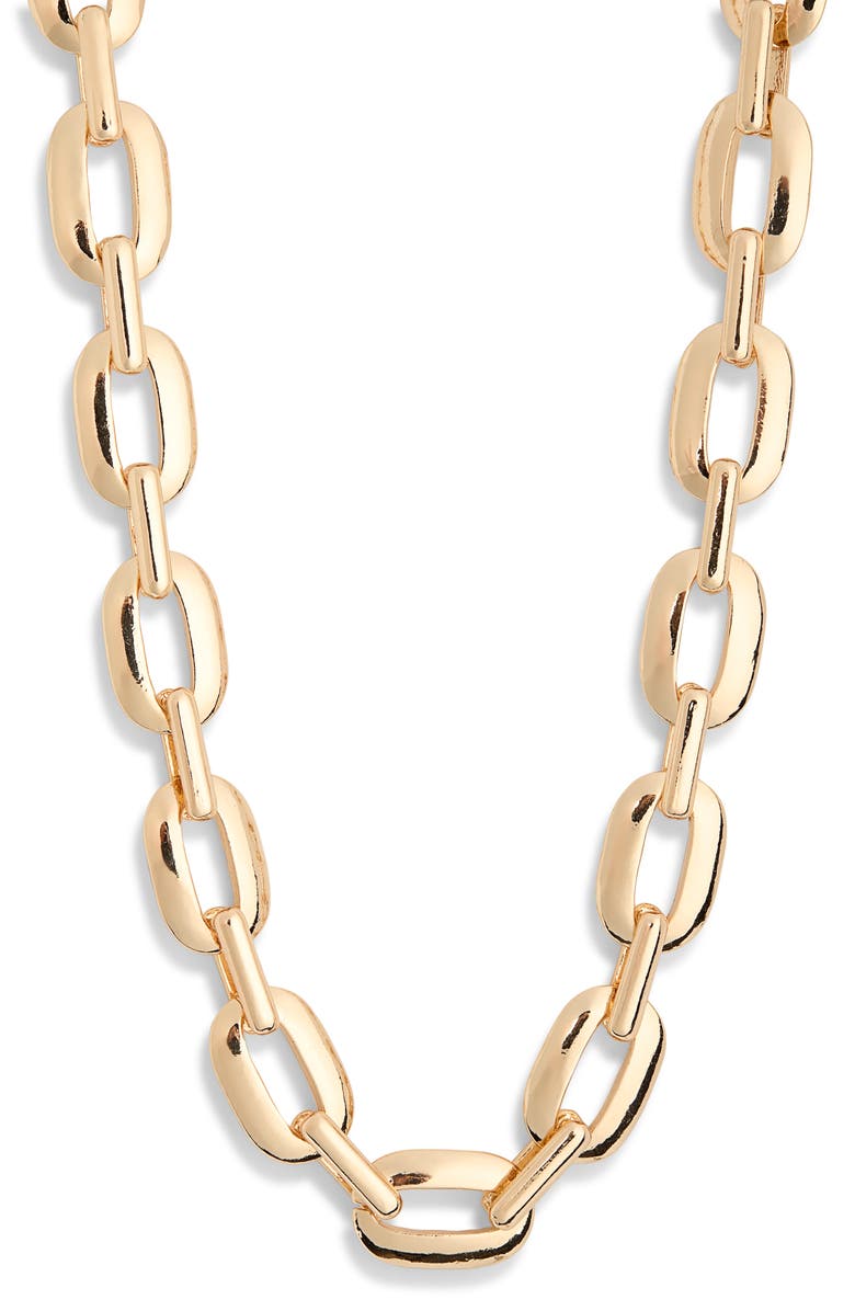 NORDSTROM RACK Knife Edge Oval Chain Link Necklace, Main, color, Gold