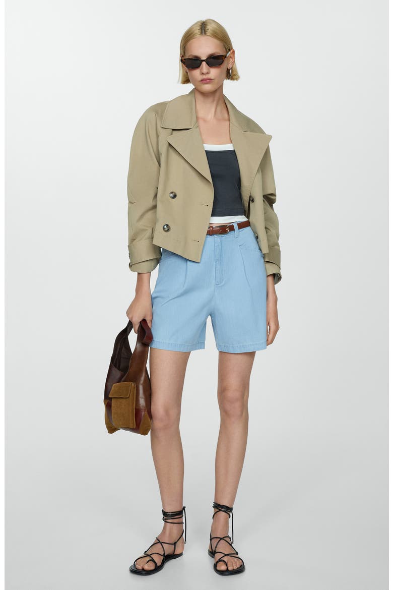 Mid Waist Chambray Shorts, Alternate, color, LIGHT BLUE