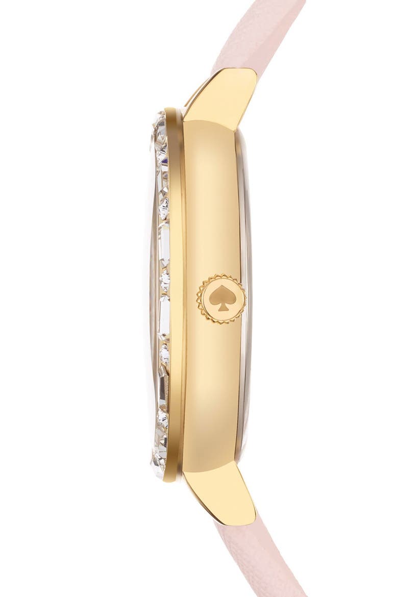 'metro' crystal bezel heart dial watch, 34mm, Alternate, color, LIGHT PINK/ GOLD