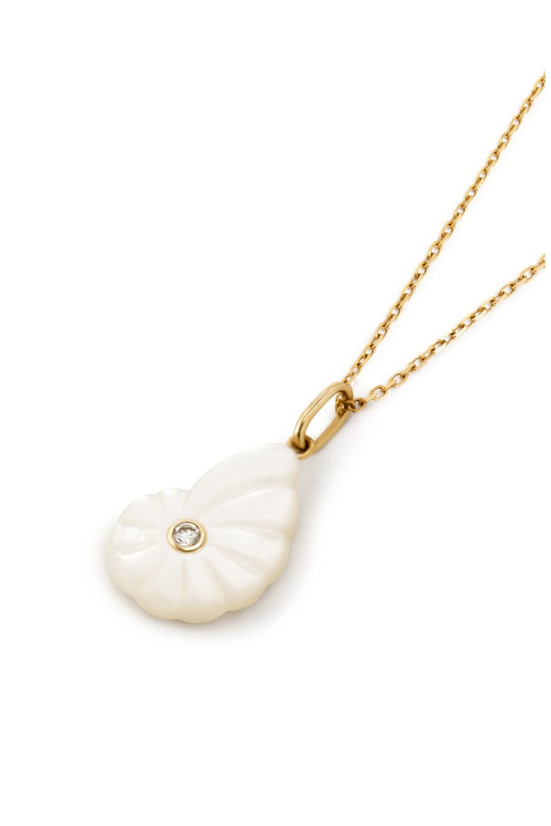 Solid Yellow Gold - Mother of Pearl Shell Necklace, Alternate, color, Gold