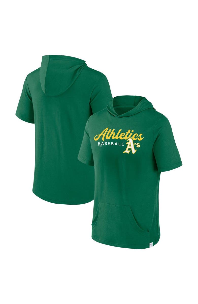 FANATICS Men's Fanatics Branded Green Oakland Athletics Offensive Strategy Short Sleeve Pullover Hoodie, Main, color, 
