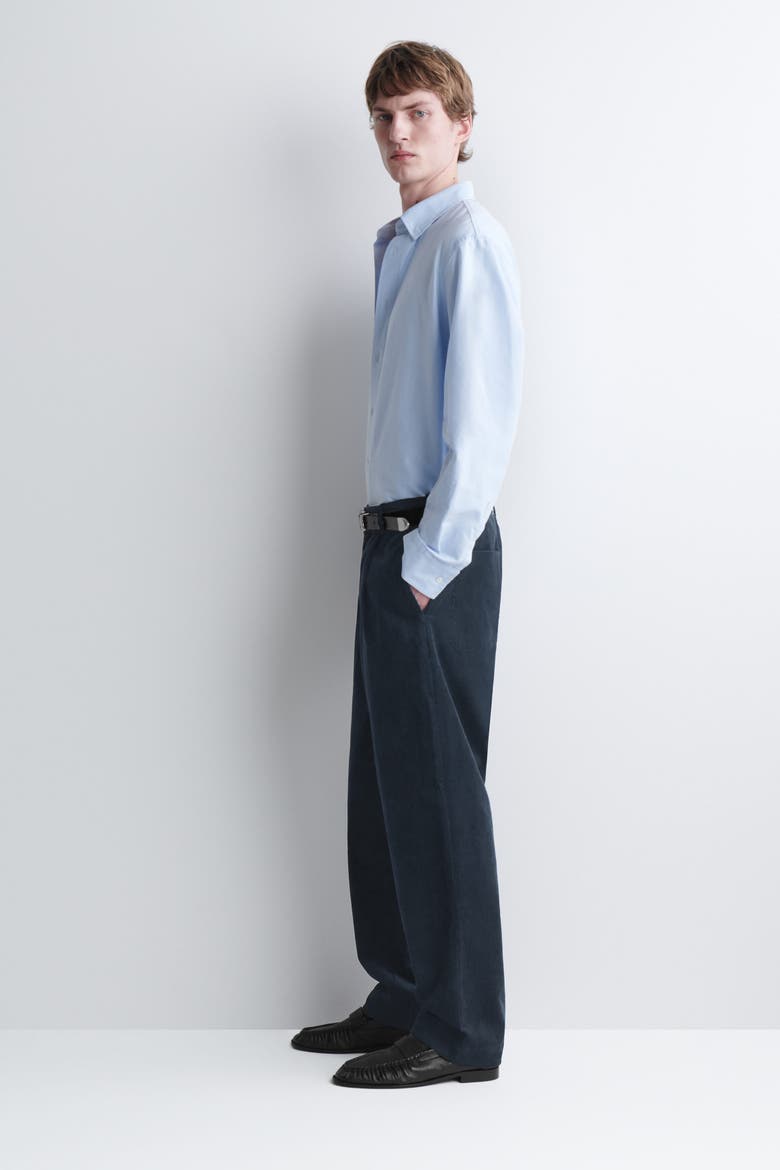 Corduroy Relaxed-Fit Tapered Pants, Alternate, color, NAVY