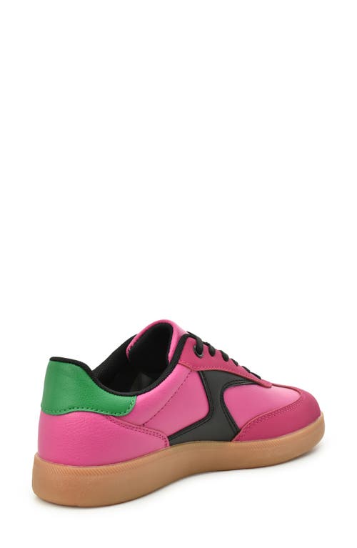 Nicole Miller Colorblock Low Top Sneaker In Fuchsia Black Green