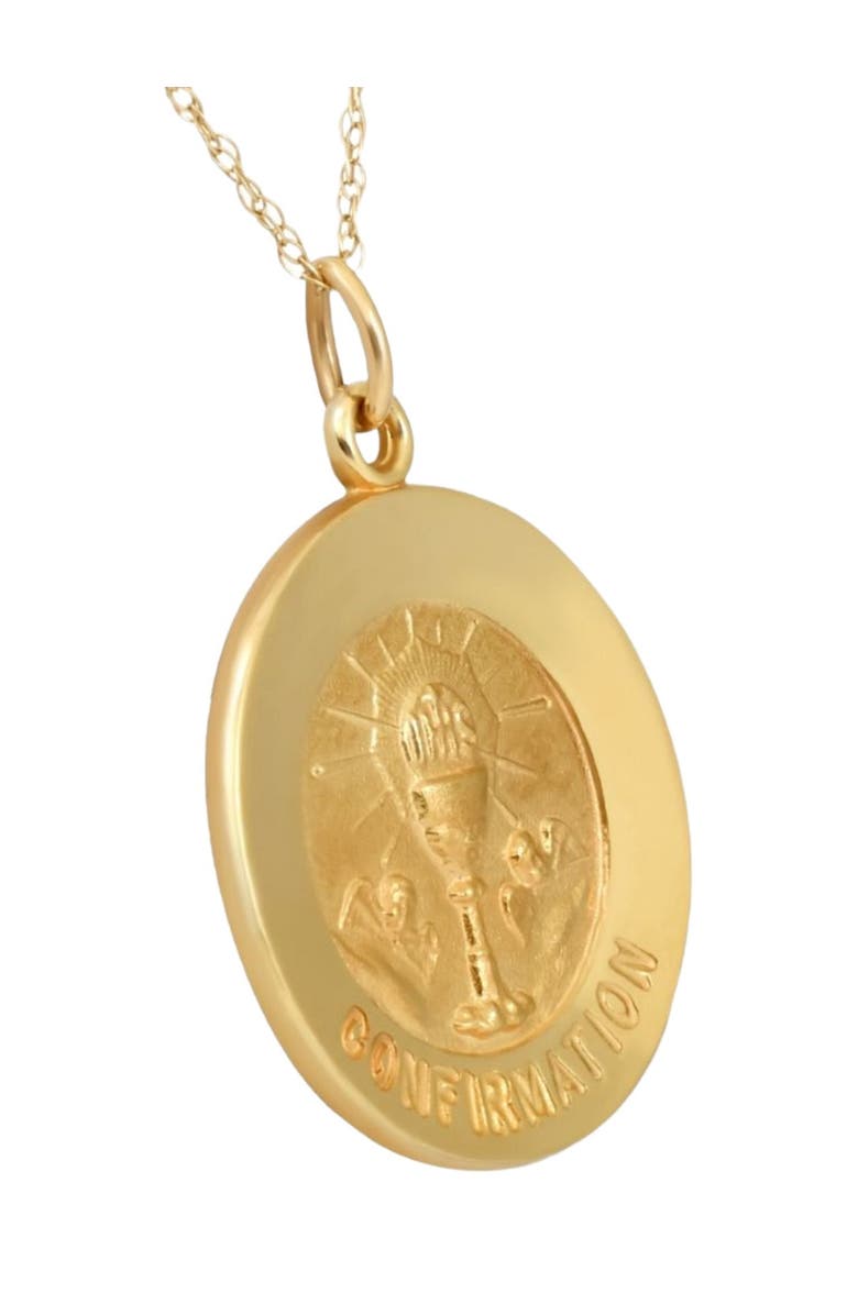Bliss Diamond 14k Gold Confirmation Medal Pendant 1" Tall 2.5 Grams, Alternate, color, 