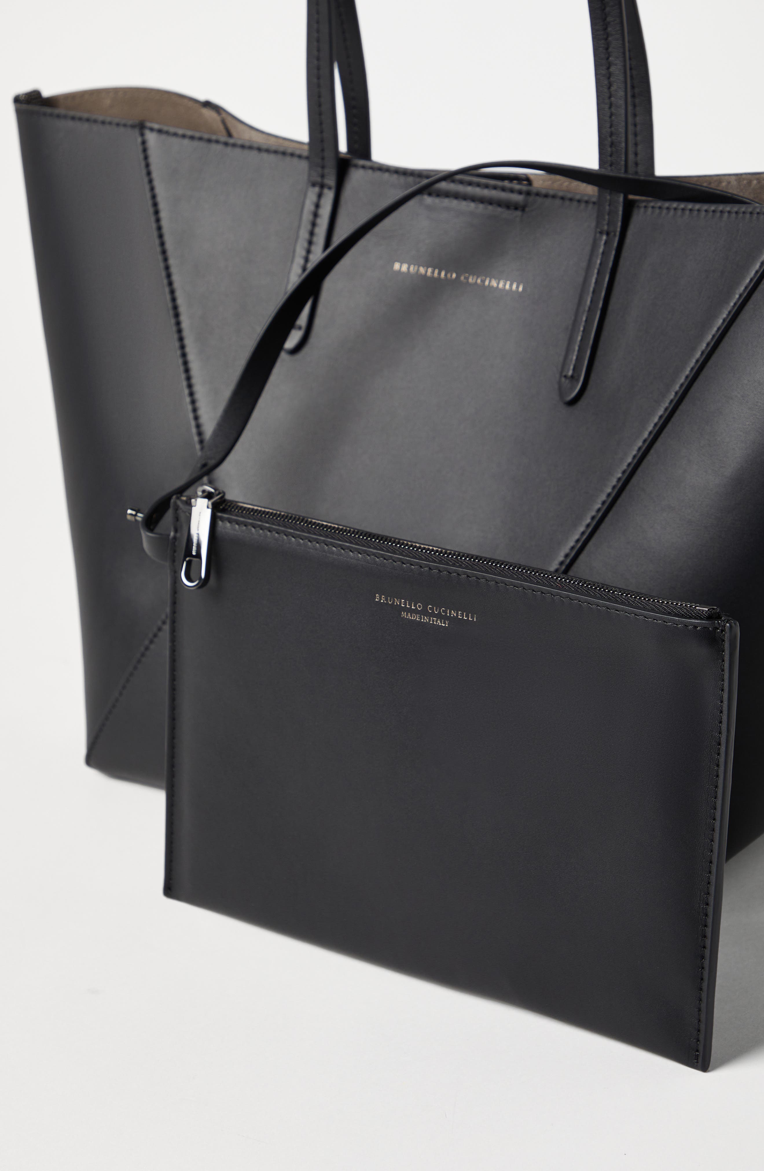 Brunello Cucinelli Small calfskin BC Duo bag, Alternate, color, 