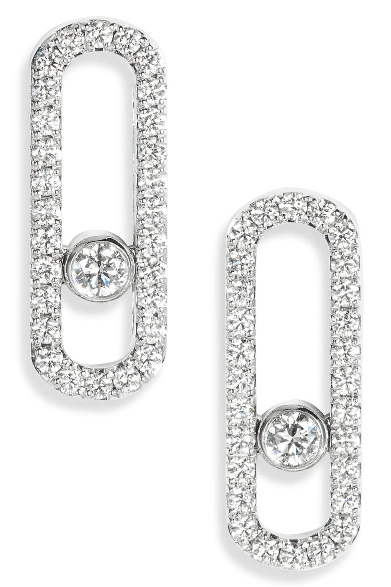 Move Uno Diamond Pavé Stud Earrings, Main, color, WHITE GOLD
