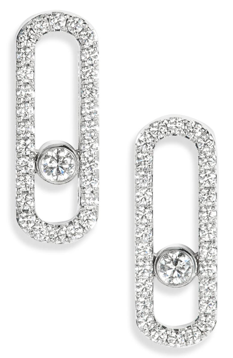 Messika Move Uno Diamond Pavé Stud Earrings, Main, color, White Gold