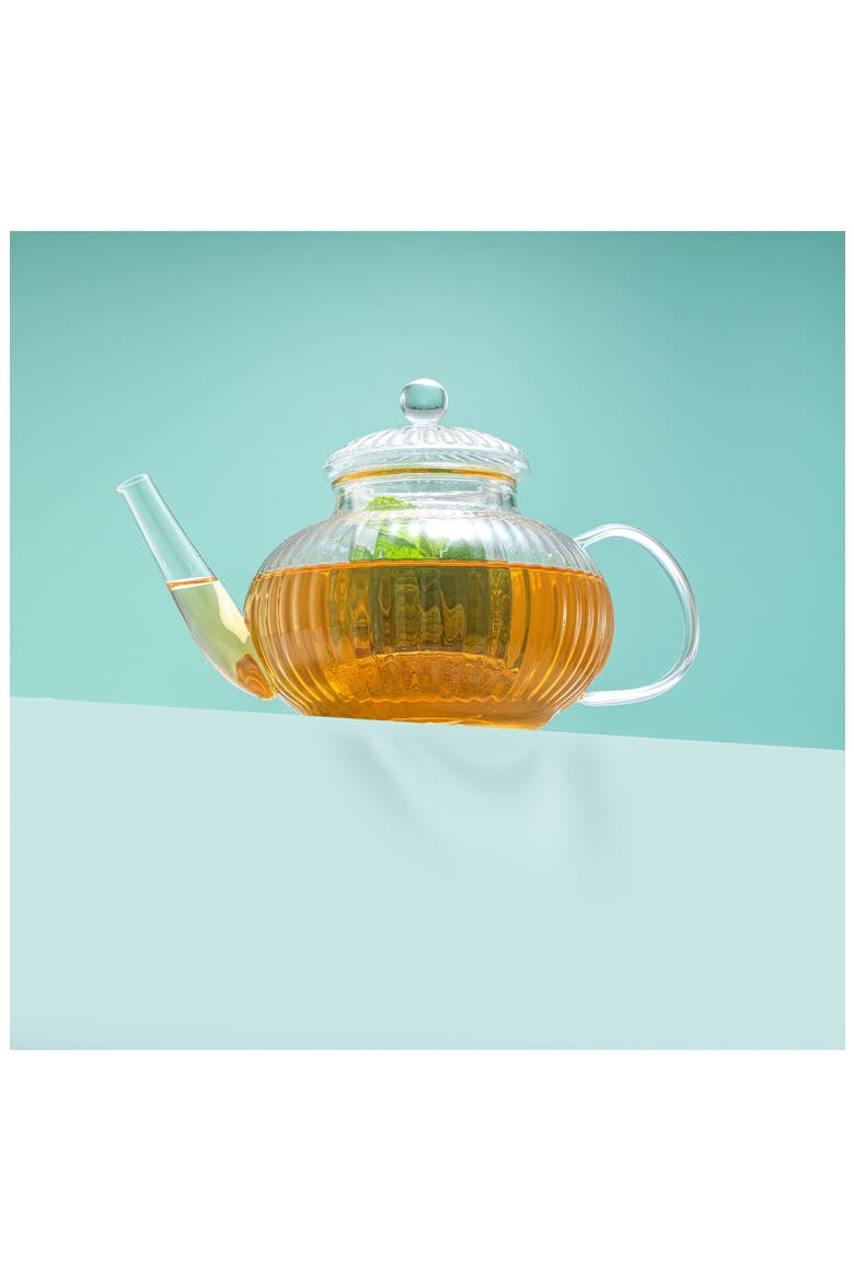 Fluted Glass Tea Kettle, Alternate, color, CLEAR