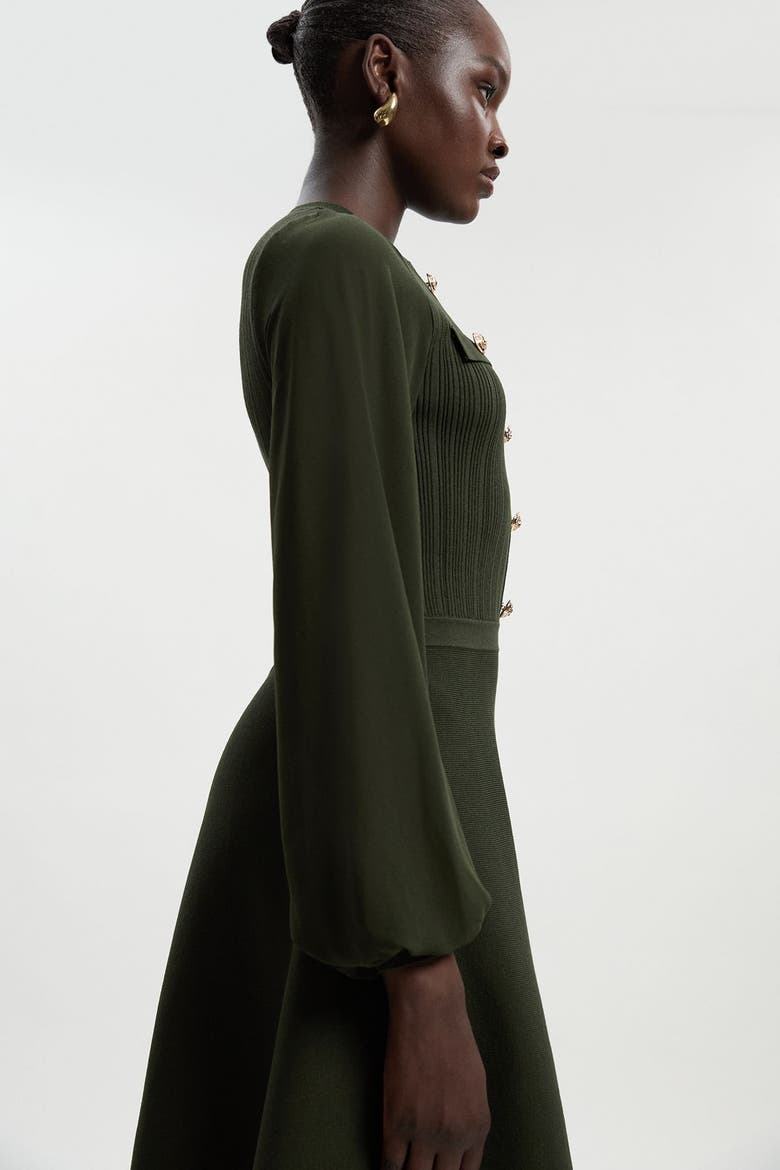 Petite Chiffon Sleeve Mini Dress, Alternate, color, Olive
