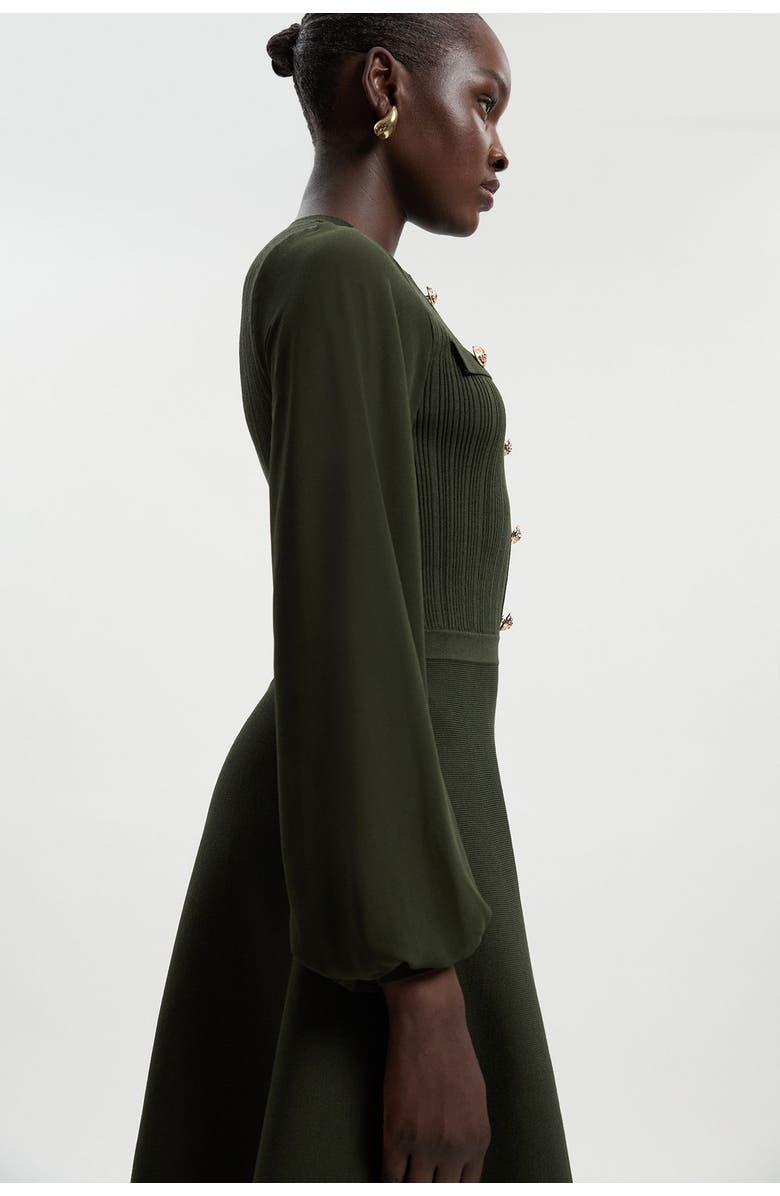 Karen Millen Petite Mini Dress With Chiffon Sleeve, Alternate, color, Olive